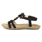 Lilley Stella Womens Black Flower Crochet Sandal - Size 6 UK - Black